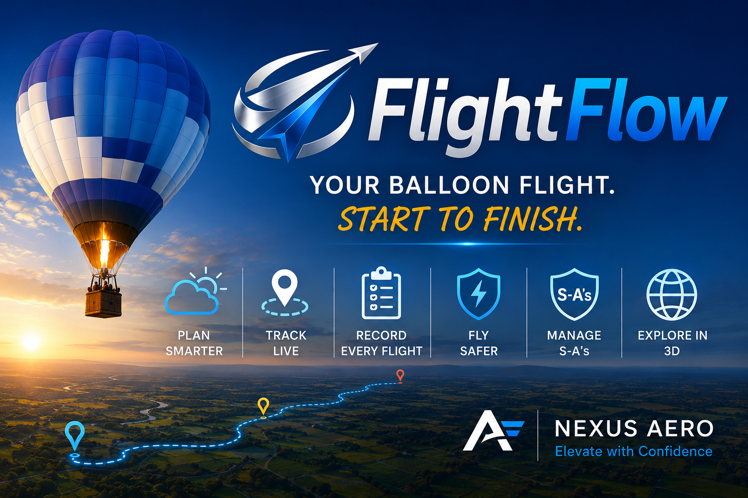 FlightFlow balloon flight planning advert